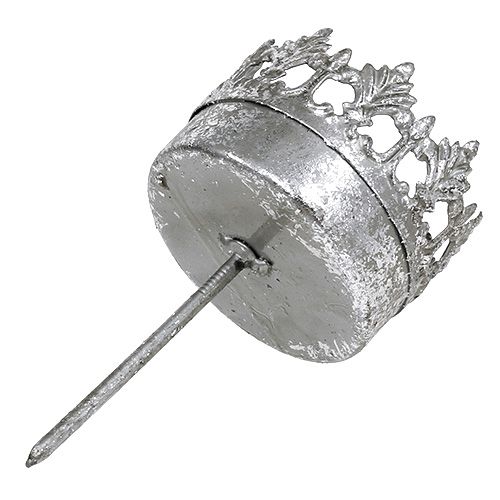 Artículo Portavelas plata antigua Ø5cm H10cm 1ud