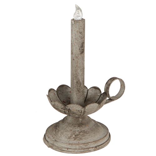 Floristik24 Portavelas antiguo con vela LED de metal con luz cálida Al. 22 cm