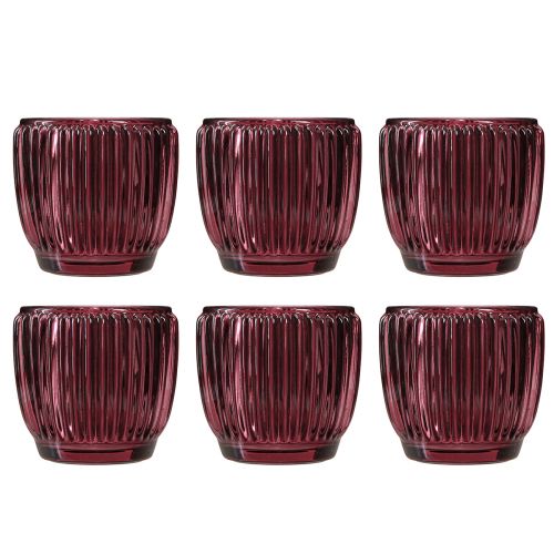 Artículo Portavelas vidrio Berry farol retro Ø7cm H7cm 6 piezas