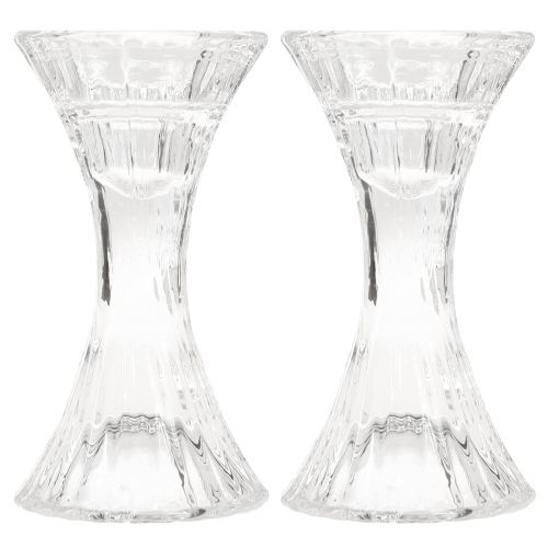 Artículo Portavelas de vidrio redondo portavelas Ø7cm H13cm 2uds