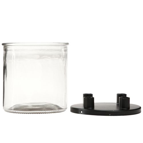 Artículo Portavelas de cristal Portavelas de varilla decoración de cristal H11cm Ø10cm