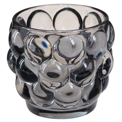 Floristik24 Portavelas portavelas de vidrio gris Ø7cm H7cm 6 piezas