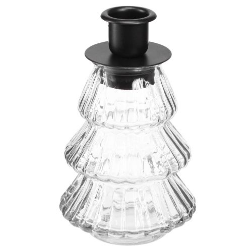 Floristik24 Portavelas de cristal para velas de palo árbol de Navidad 13,5cm 2uds