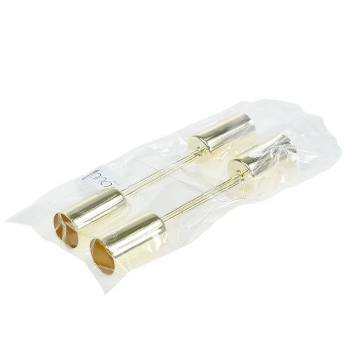 Artículo Portavelas dorado para velas de palo Ø2,2cm 4 piezas