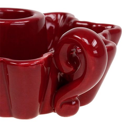 Floristik24 Candelero Cerámico Rojo Ø12cm 2pcs