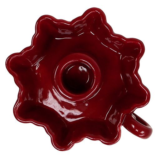 Floristik24 Candelero Cerámico Rojo Ø12cm 2pcs