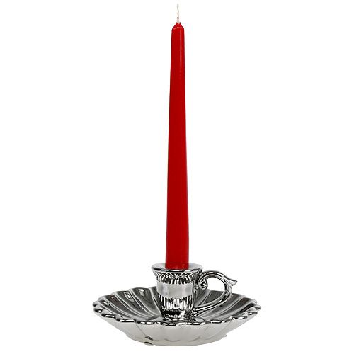 Floristik24 Candelero Cerámica Plata Ø16cm