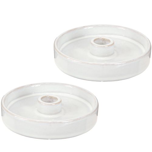 Artículo Candelabro de cerámica blanco – Candelabro moderno para candelabros cónicos Ø13cm 2 uds
