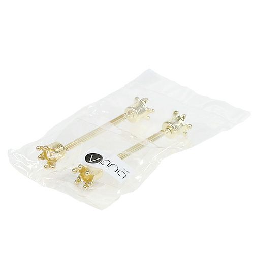 Floristik24 Portavelas corona oro 4 piezas