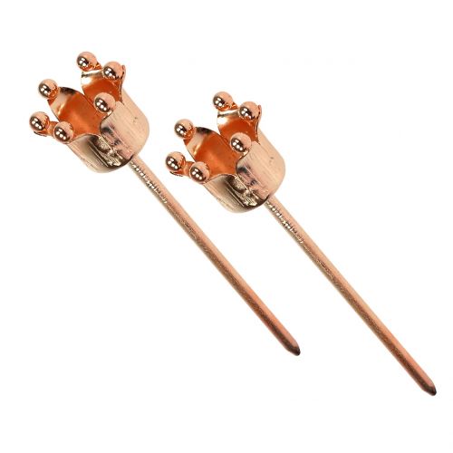 Floristik24 Portavelas corona cobre Ø2,2cm H7cm 4 piezas