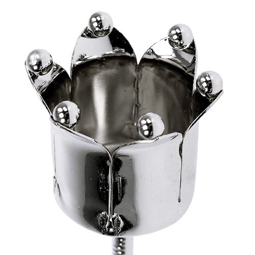 Artículo Portavelas corona plata Ø3cm H12,5cm 4 piezas