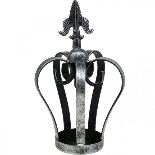 Artículo Corona decorativa aspecto plata envejecida metal Ø12cm H20cm