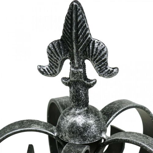 Corona decorativa aspecto plata envejecida metal Ø12cm H20cm