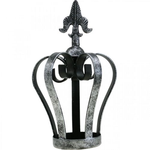 Artículo Corona decorativa aspecto plata envejecida metal Ø12cm H20cm