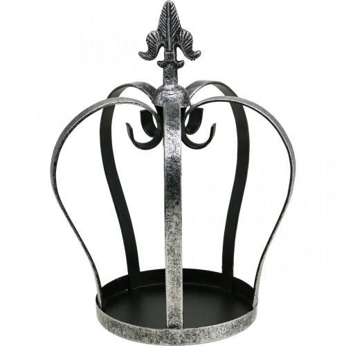 Floristik24 Corona decorativa aspecto plata envejecida metal Ø18cm H26cm