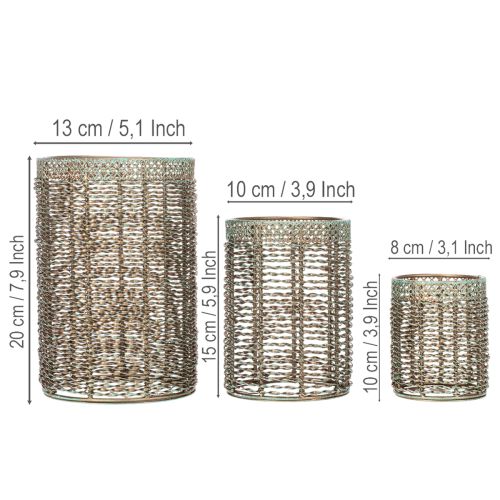 Portavelas metálicos para velas pequeñas, Ø8/10/13 cm, juego de 3 | Floristik24.es