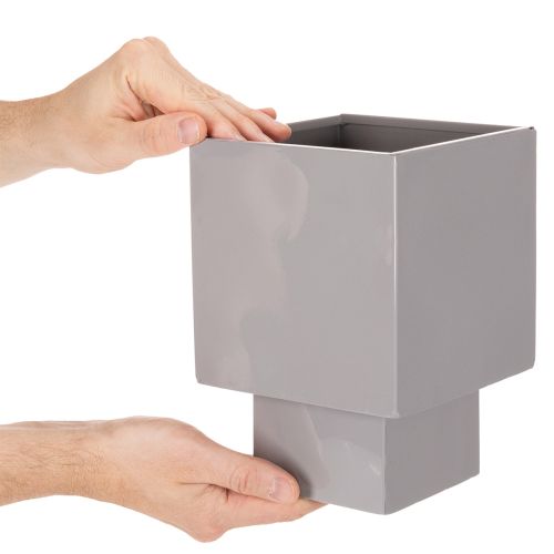 Maceta cúbica gris con base para decoración moderna, 22 cm | Floristik24.es