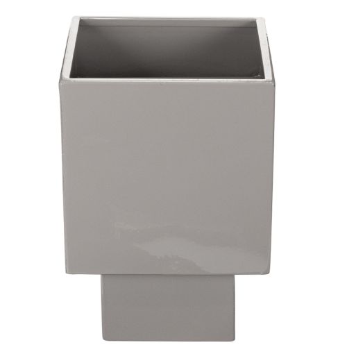 Maceta cúbica gris con base