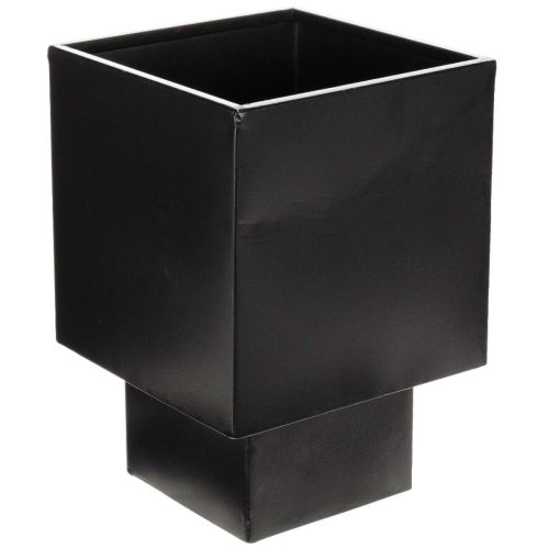 Maceta cúbica negra con base, moderna, 22 cm
