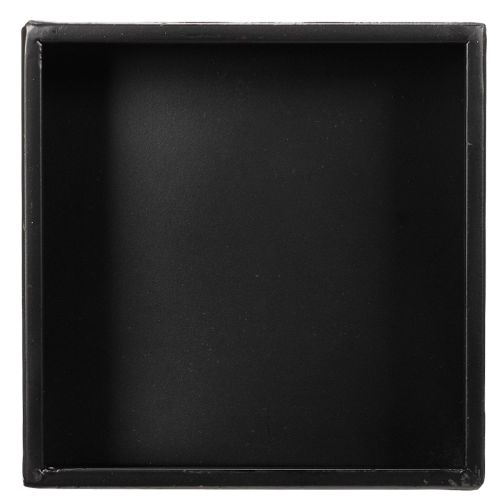 Maceta cúbica negra con base,