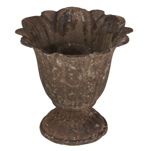 Artículo Portavelas trofeo antiguo palo portavelas metal Ø10cm H9.5cm