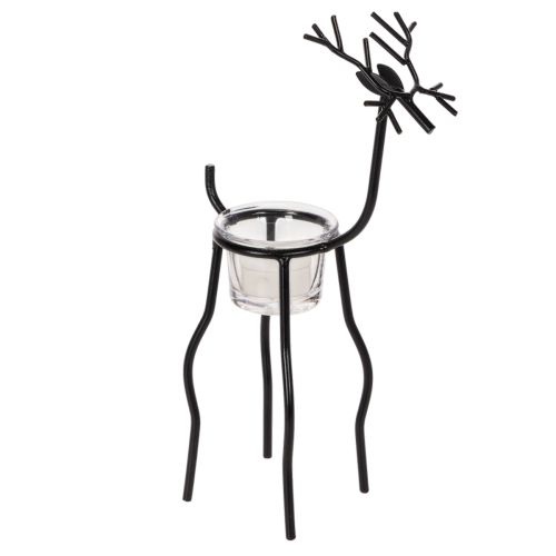 Portavelas con forma de reno y vaso para vela pequeña, 28 cm. comprar | Floristik24.es