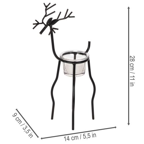 Portavelas con forma de reno y vaso para vela pequeña, 28 cm. | Floristik24.es