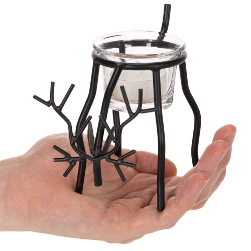 Portavelas con forma de reno y vaso para vela pequeña, 15 cm. | Floristik24.es