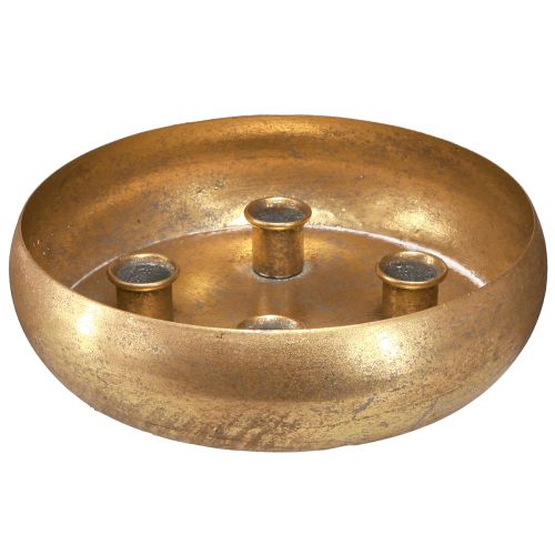 Artículo Cuenco portavelas para 4 velas aspecto antiguo dorado Ø22cm