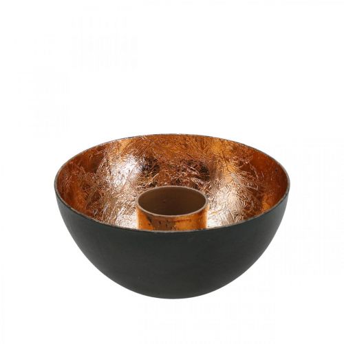 Floristik24 Candelero negro, decoración de velas de bronce Ø7.5cm H3.5cm