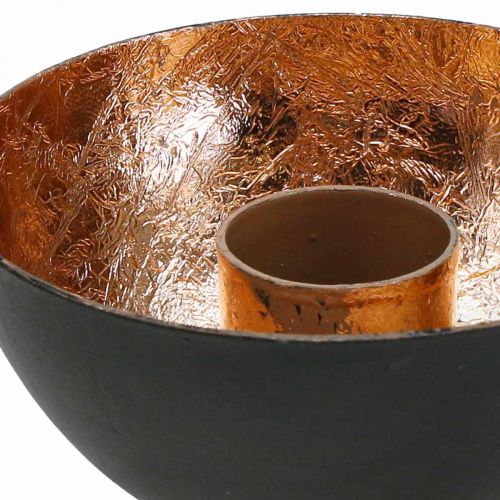 Floristik24 Candelero negro, decoración de velas de bronce Ø7.5cm H3.5cm