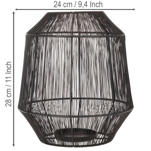 Portavelas negro, farol decorativo, cesta de alambre, Ø24cm, H28cm | Floristik24.es