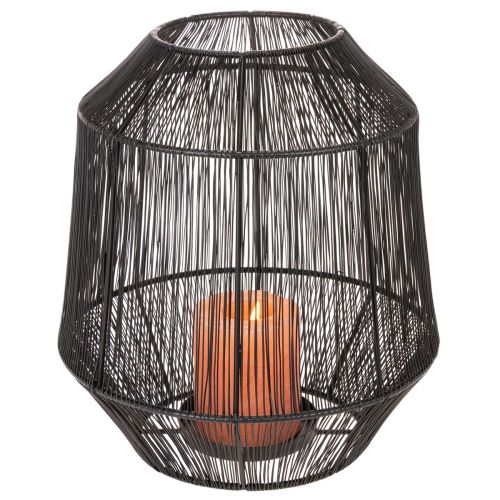 Portavelas negro, farol decorativo, cesta de alambre, Ø24cm, H28cm | Floristik24.es