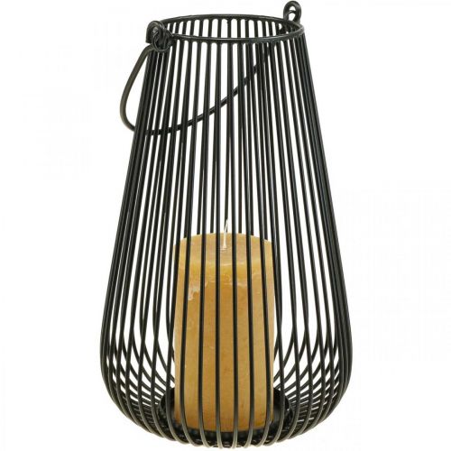 Artículo Portavelas farol decorativo negro con asa Ø22cm H34cm