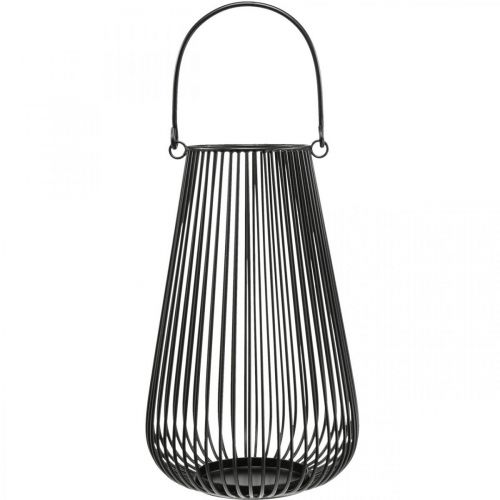 Artículo Portavelas farol decorativo negro con asa Ø22cm H34cm
