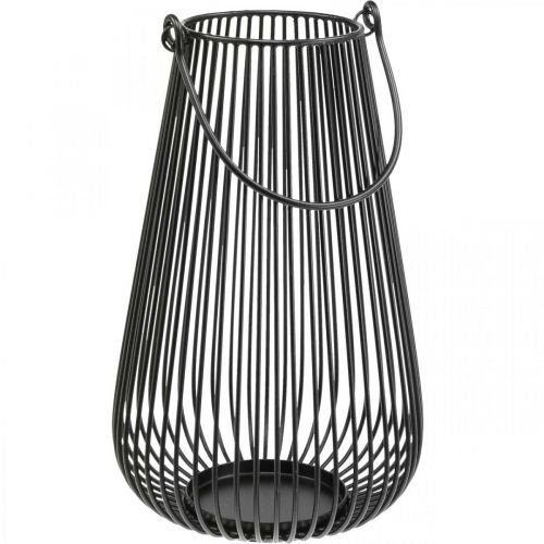 Portavelas farol decorativo negro con asa Ø22cm H34cm