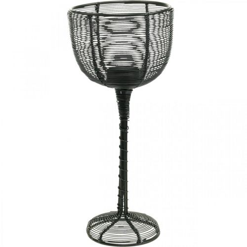 Floristik24 Portavelas de metal negro copa de vino decorativa Ø10cm H26.5cm