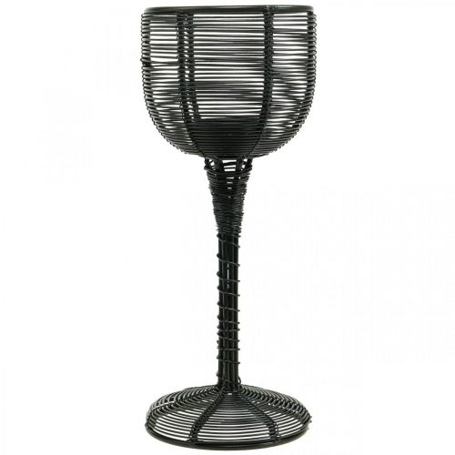 Artículo Portavelas de metal negro copa de vino decorativa Ø13cm H31.5cm