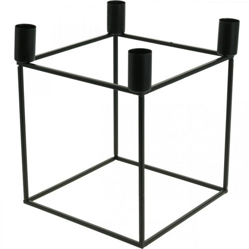 Floristik24 Candelabro Cubo Negro Candelabro Palo Metal 18cm