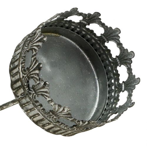 Artículo Portavelas plata antigua Ø7cm H12cm 1ud
