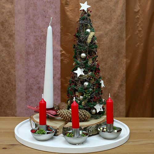 Floristik24 Candelabro para vela cónica plata Ø8cm H5cm