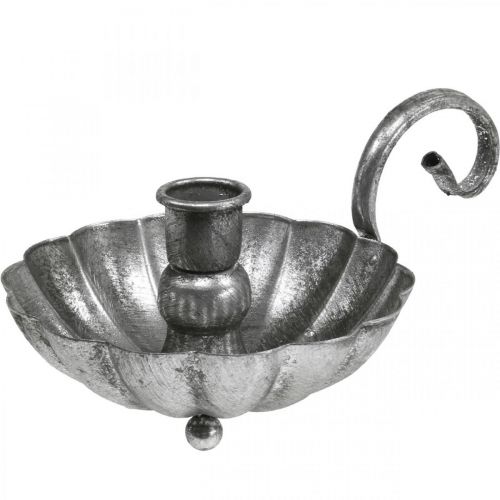 Candelero de plata con asa Al. 9,5 cm