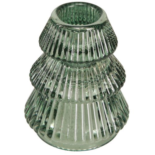 Artículo Portavelas Árbol de Navidad portavelas de cristal verde Ø6cm H8cm 2ud