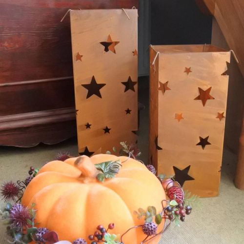 Artículo Portavelas navideños, acabado rústico, 40/50 cm de alto, juego de 2