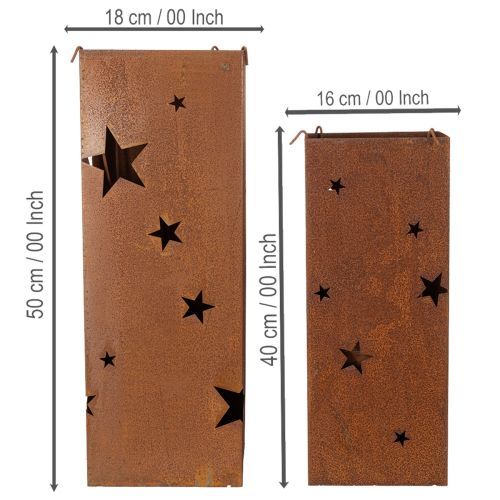 Artículo Portavelas navideños, acabado rústico, 40/50 cm de alto, juego de 2