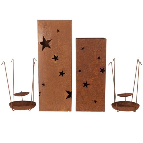 Artículo Portavelas navideños, acabado rústico, 40/50 cm de alto, juego de 2