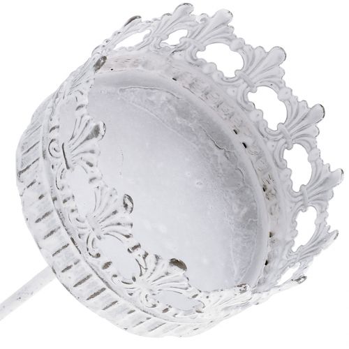 Artículo Portavelas blanco antiguo Ø7cm H12cm 1ud