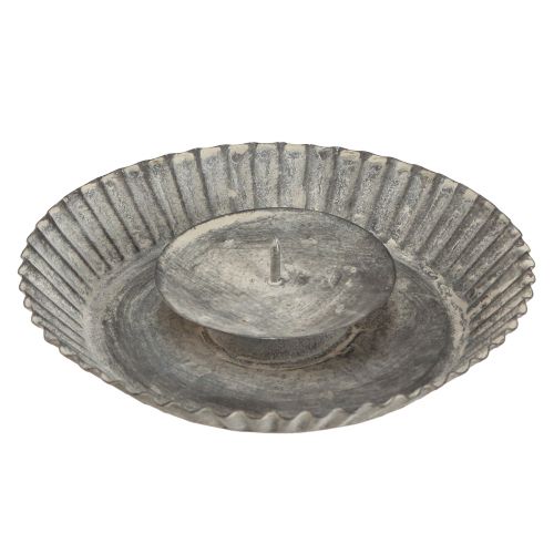 Floristik24 Portavelas como molde para hornear plato para velas gris Ø15cm H3cm 4ud