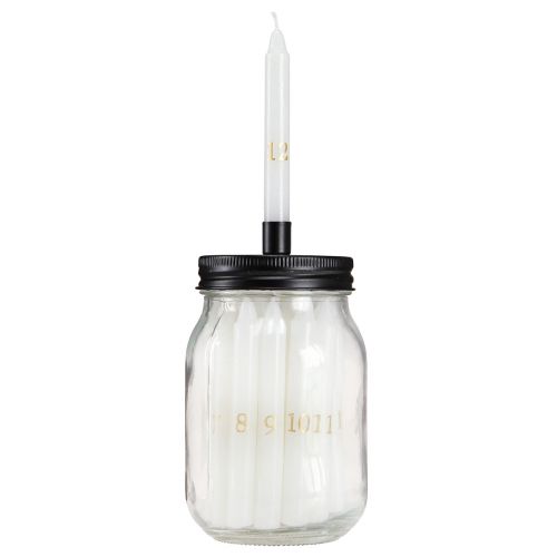 Floristik24 Portavelas de cristal con 24 velas Calendario de Adviento Al. 14,5 cm