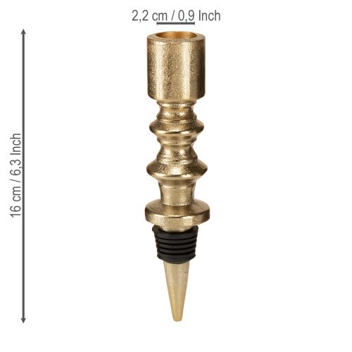 Artículo Candelabro para botellas de metal aspecto antiguo dorado claro H15cm